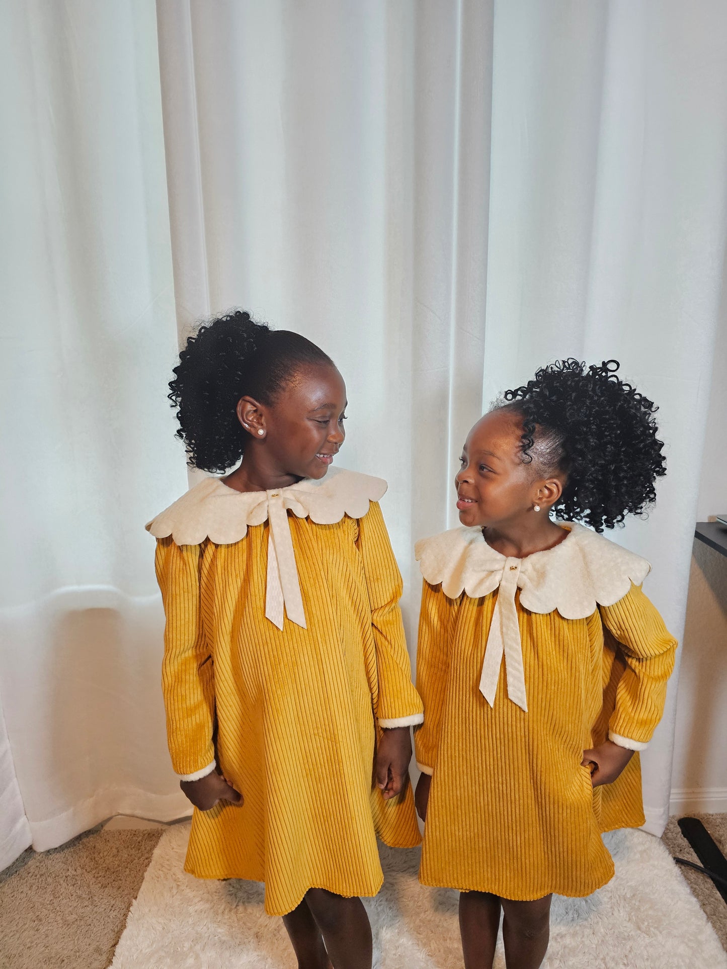 Golden Daisy Corduroy Dress