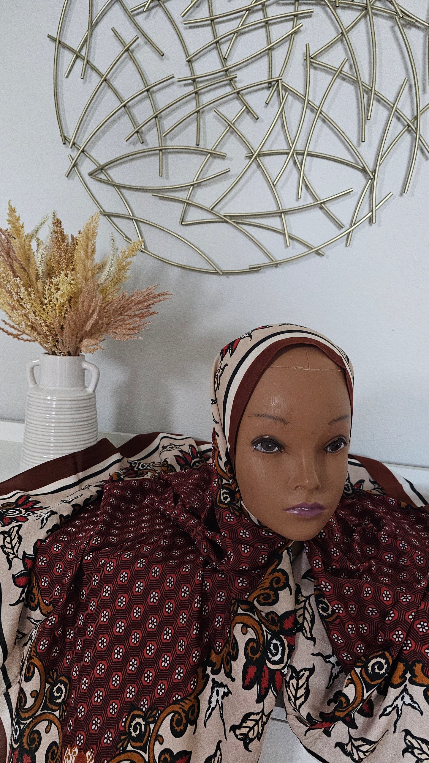 Maroon Elegance Printed Hijab