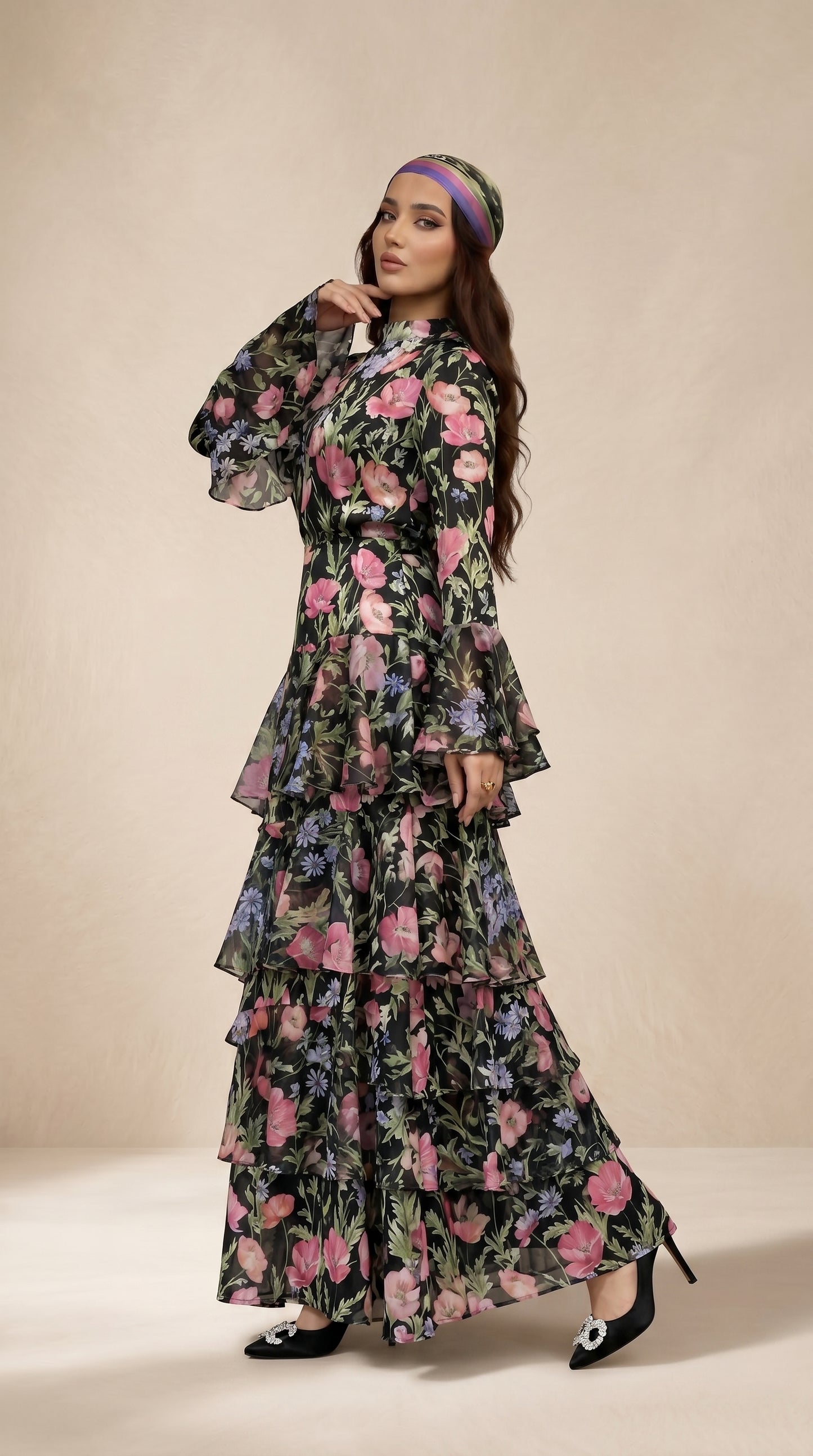 Naffy Floral skirt and blouse Set