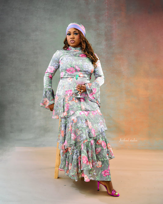 Naffy Floral skirt and blouse Set