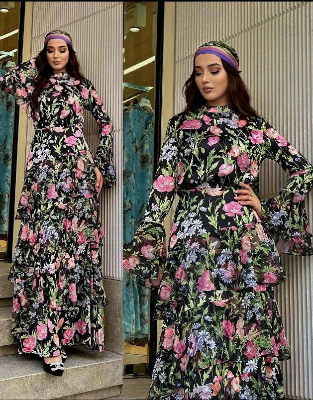 Naffy Floral skirt and blouse Set