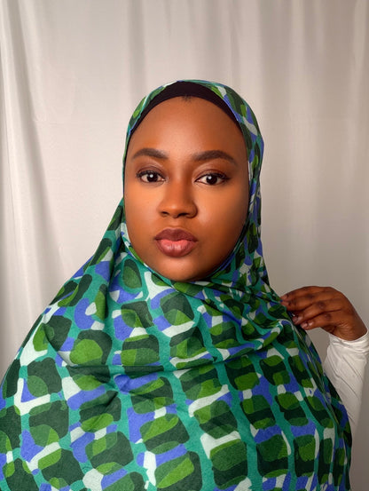 Emerald Mosaic Breeze Modal Hijab