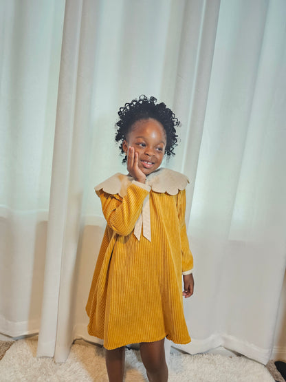Golden Daisy Corduroy Dress