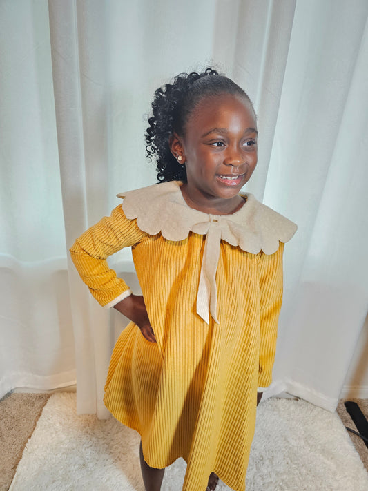Golden Daisy Corduroy Dress