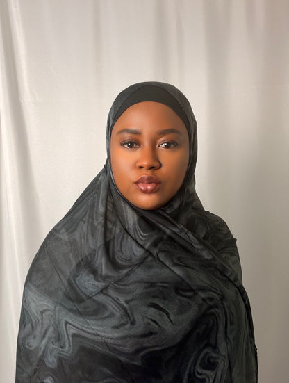 Midnight Marble Luxe Modal Hijab