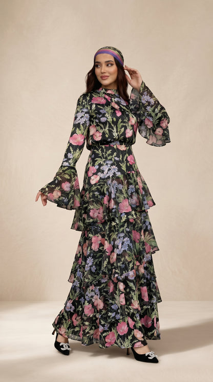 Naffy Floral skirt and blouse Set