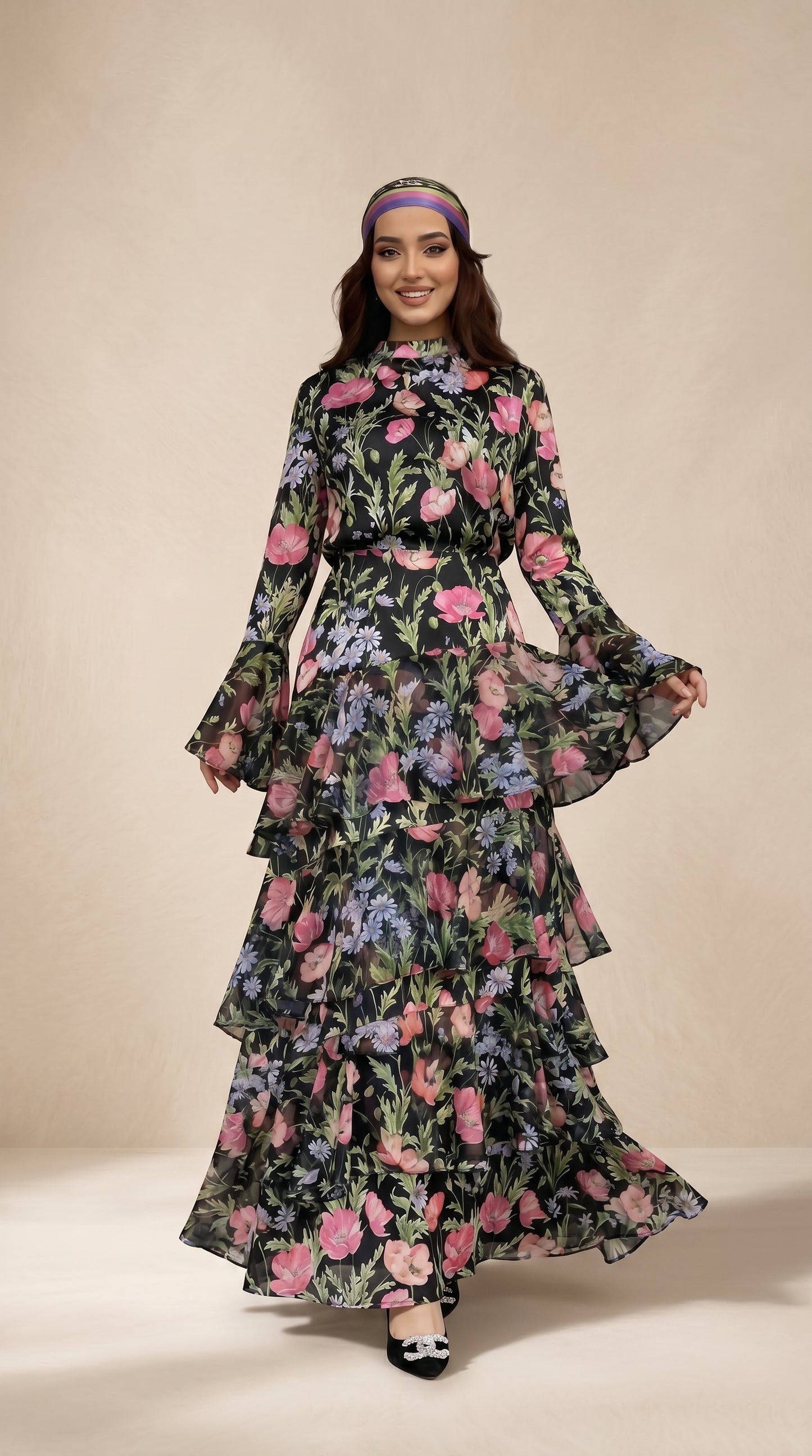 Naffy Floral skirt and blouse Set