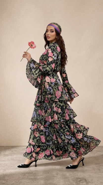 Naffy Floral skirt and blouse Set