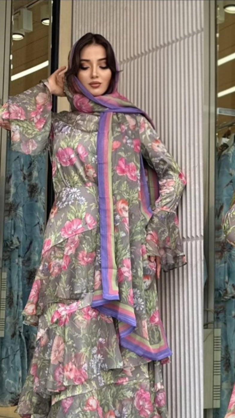 Naffy Floral skirt and blouse Set